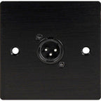 Black Metal Wall Plate 1 Male 3 Pin XLR