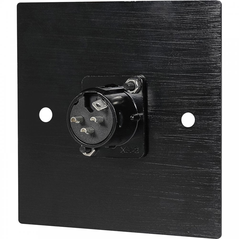 Black Metal Wall Plate 1 Male 3 Pin XLR