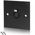 Black Metal Wall Plate 1 Female 3 Pin XLR