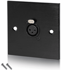 Black Metal Wall Plate 1 Female 3 Pin XLR