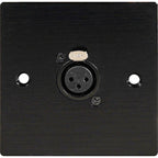Black Metal Wall Plate 1 Female 3 Pin XLR