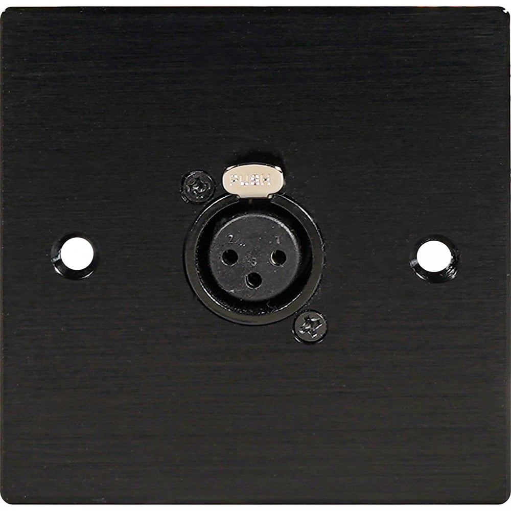 Black Metal Wall Plate 1 Female 3 Pin XLR