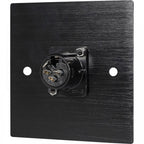 Black Metal Wall Plate 1 Female 3 Pin XLR