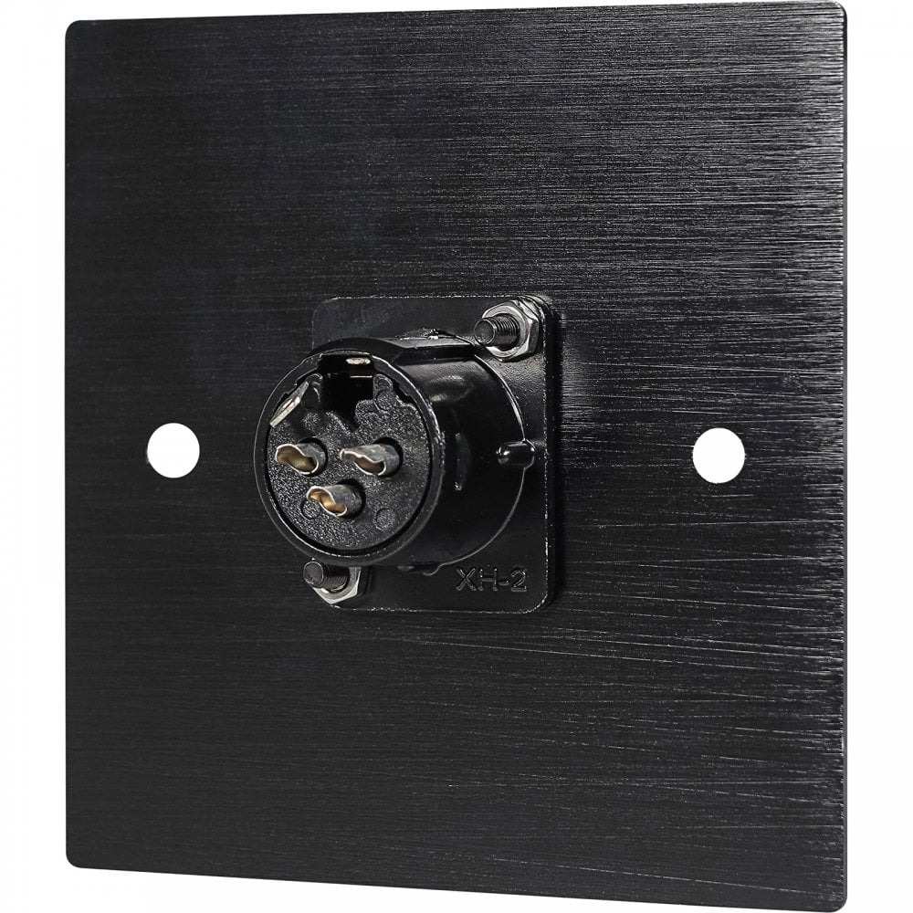 Black Metal Wall Plate 1 Female 3 Pin XLR