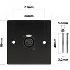 Black Metal Wall Plate 1 Female 3 Pin XLR