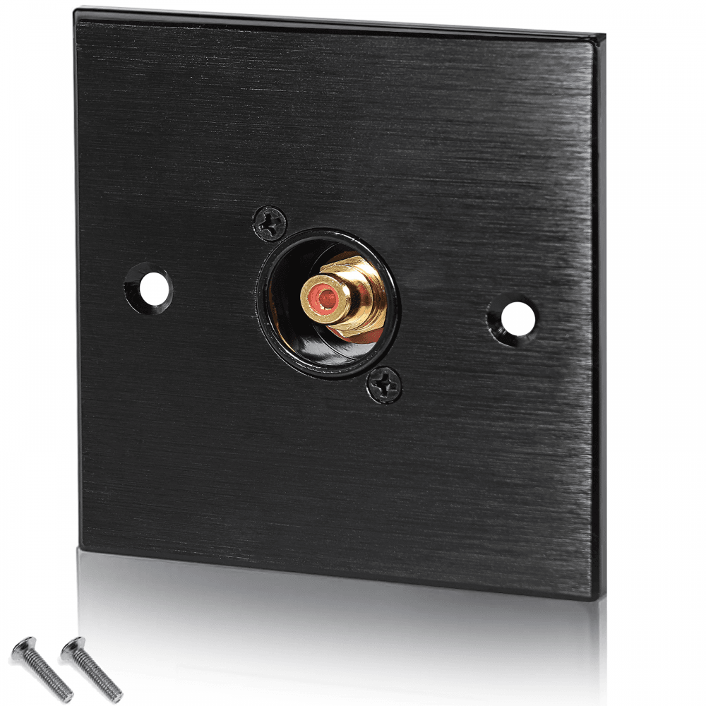 Black Metal Wall Plate 1 Gold RCA Phono Socket