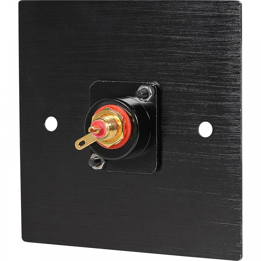 Black Metal Wall Plate 1 Gold RCA Phono Socket