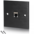 Black Metal Wall Plate 1 CAT 6 RJ45 Socket
