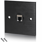 Black Metal Wall Plate 1 CAT 6 RJ45 Socket