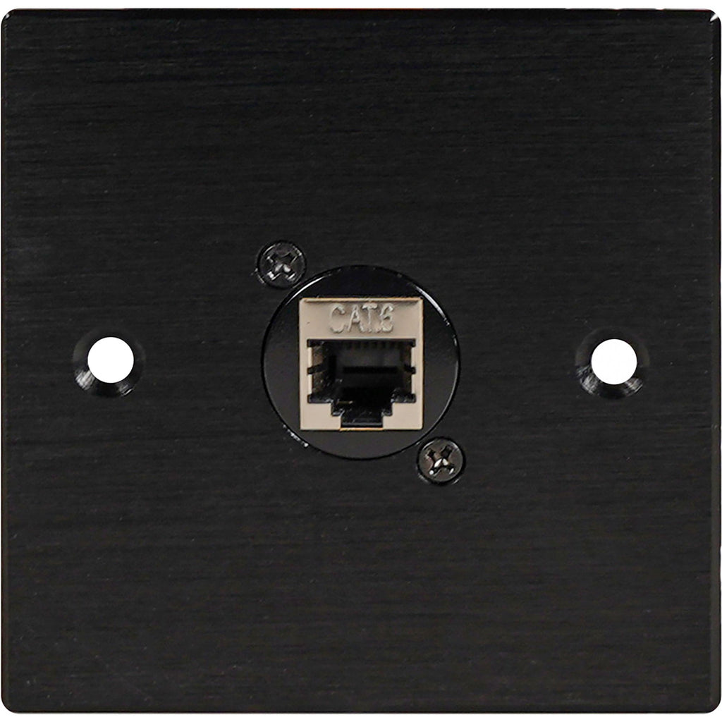 Black Metal Wall Plate 1 CAT 6 RJ45 Socket