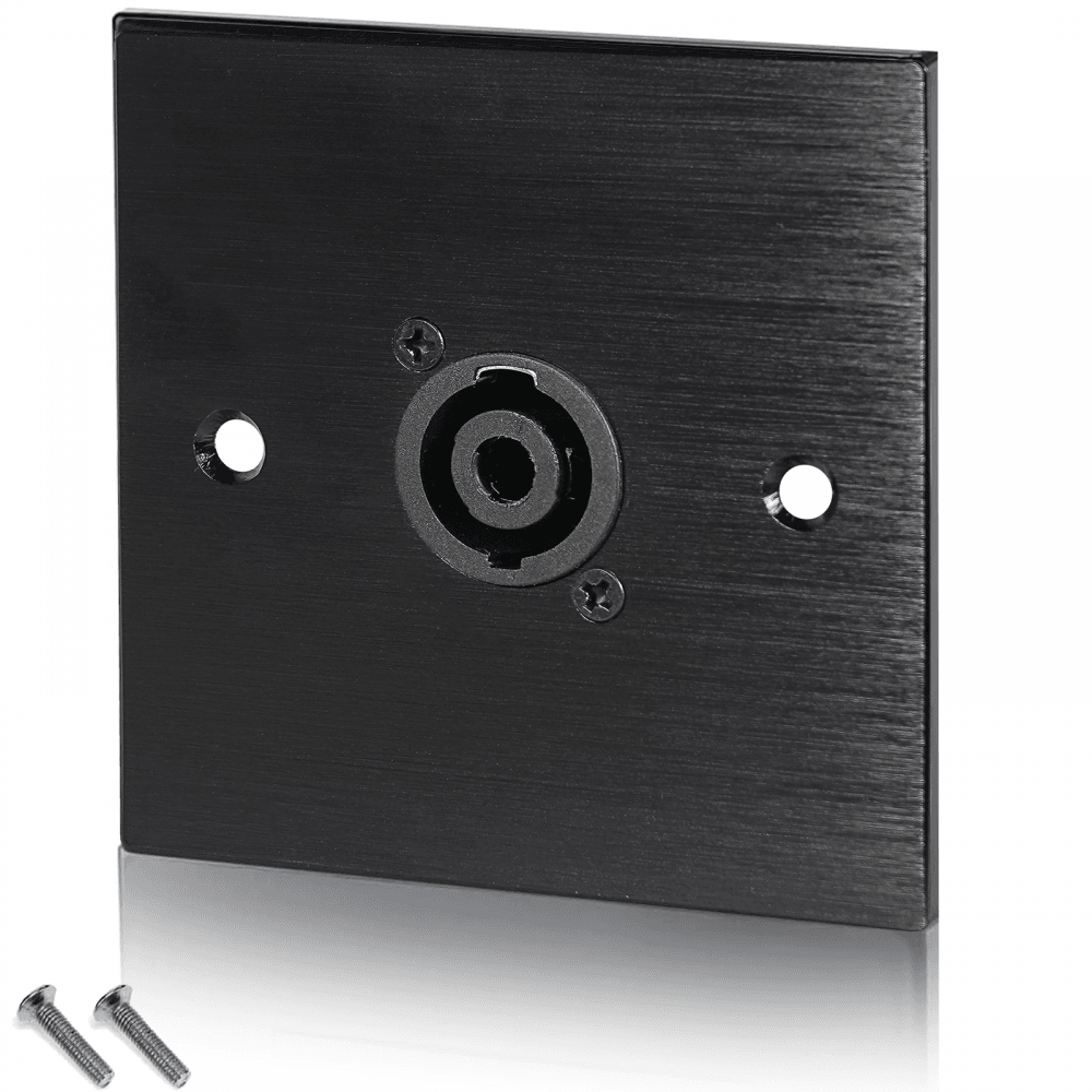 Black Metal Wall Plate 1 SpeakON Socket