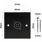 Black Metal Wall Plate 1 SpeakON Socket
