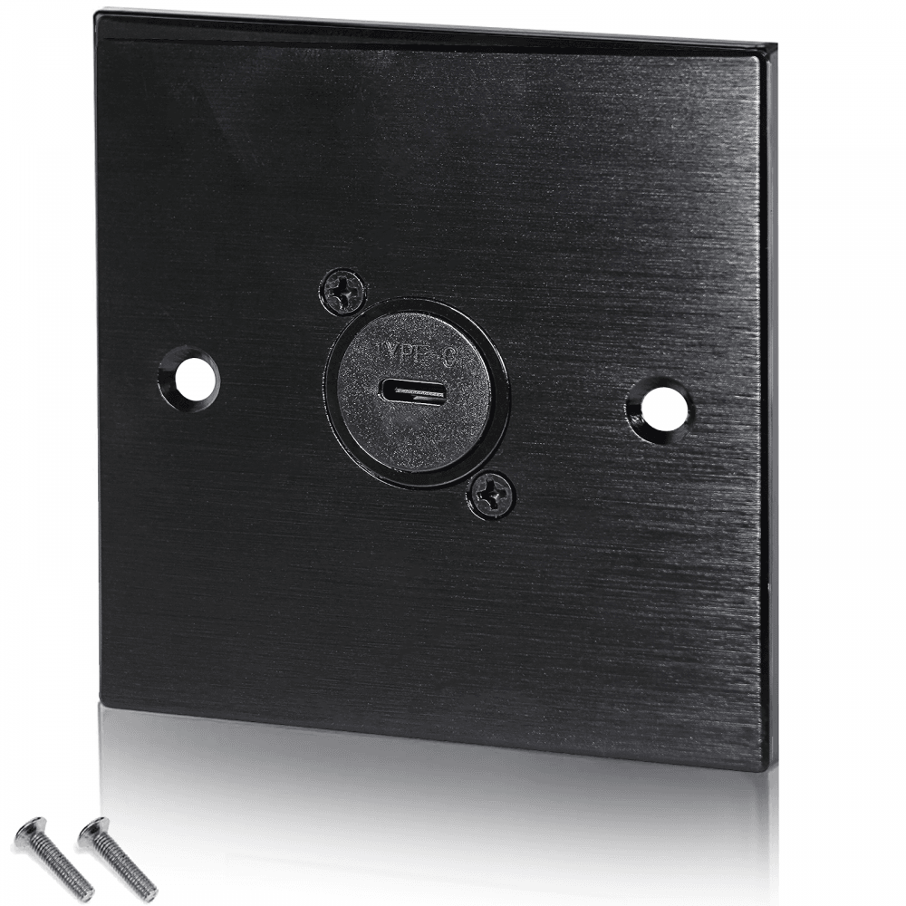 Black Metal Wall Plate 1 USB C Socket
