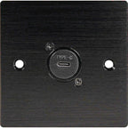 Black Metal Wall Plate 1 USB C Socket