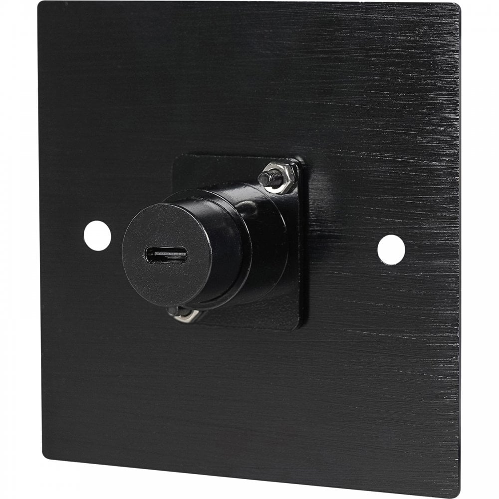 Black Metal Wall Plate 1 USB C Socket