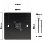 Black Metal Wall Plate 1 USB C Socket