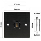 Black Metal Wall Plate 1 HDMI Socket