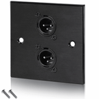 Black Metal Wall Plate 2 Male 3 Pin XLR
