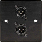 Black Metal Wall Plate 2 Male 3 Pin XLR