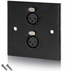 Black Metal Wall Plate 2 Female 3 Pin XLR
