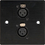 Black Metal Wall Plate 2 Female 3 Pin XLR