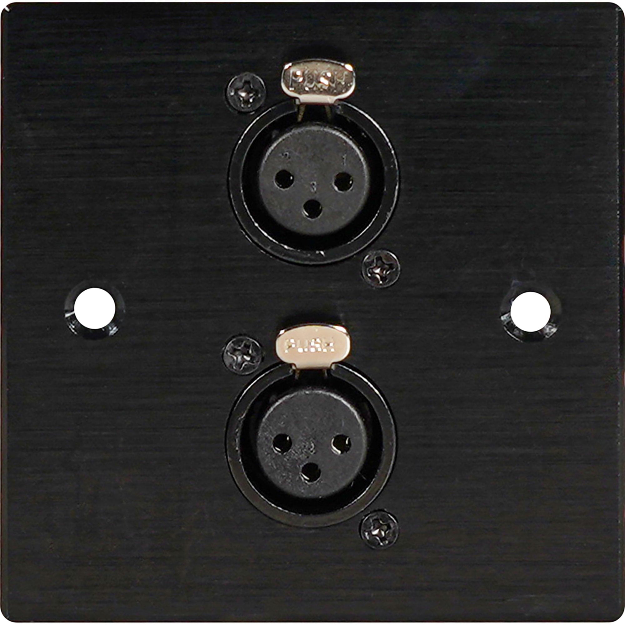 Black Metal Wall Plate 2 Female 3 Pin XLR