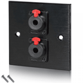 Black Metal Wall Plate 2 6.35mm Jack Socket