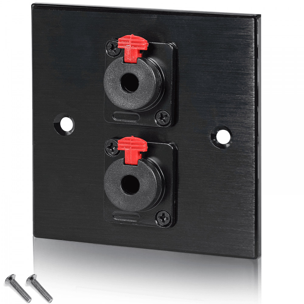 Black Metal Wall Plate 2 6.35mm Jack Socket