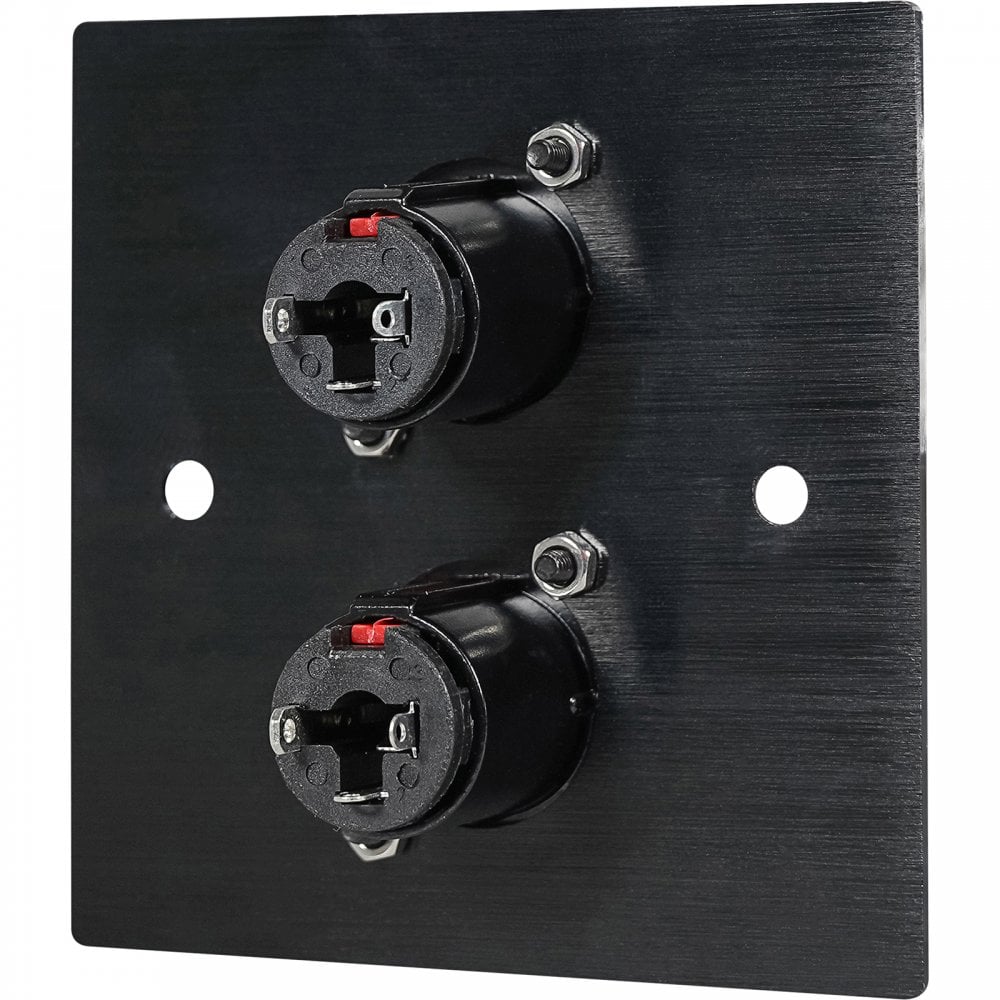 Black Metal Wall Plate 2 6.35mm Jack Socket