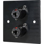 Black Metal Wall Plate 2 6.35mm Jack Socket