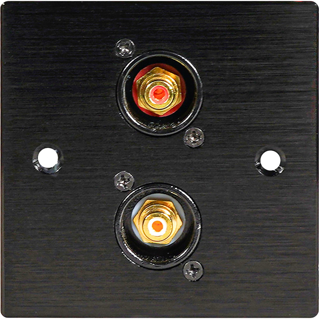 Black Metal Wall Plate 2 Gold RCA Phono Socket