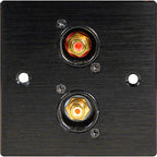 Black Metal Wall Plate 2 Gold RCA Phono Socket