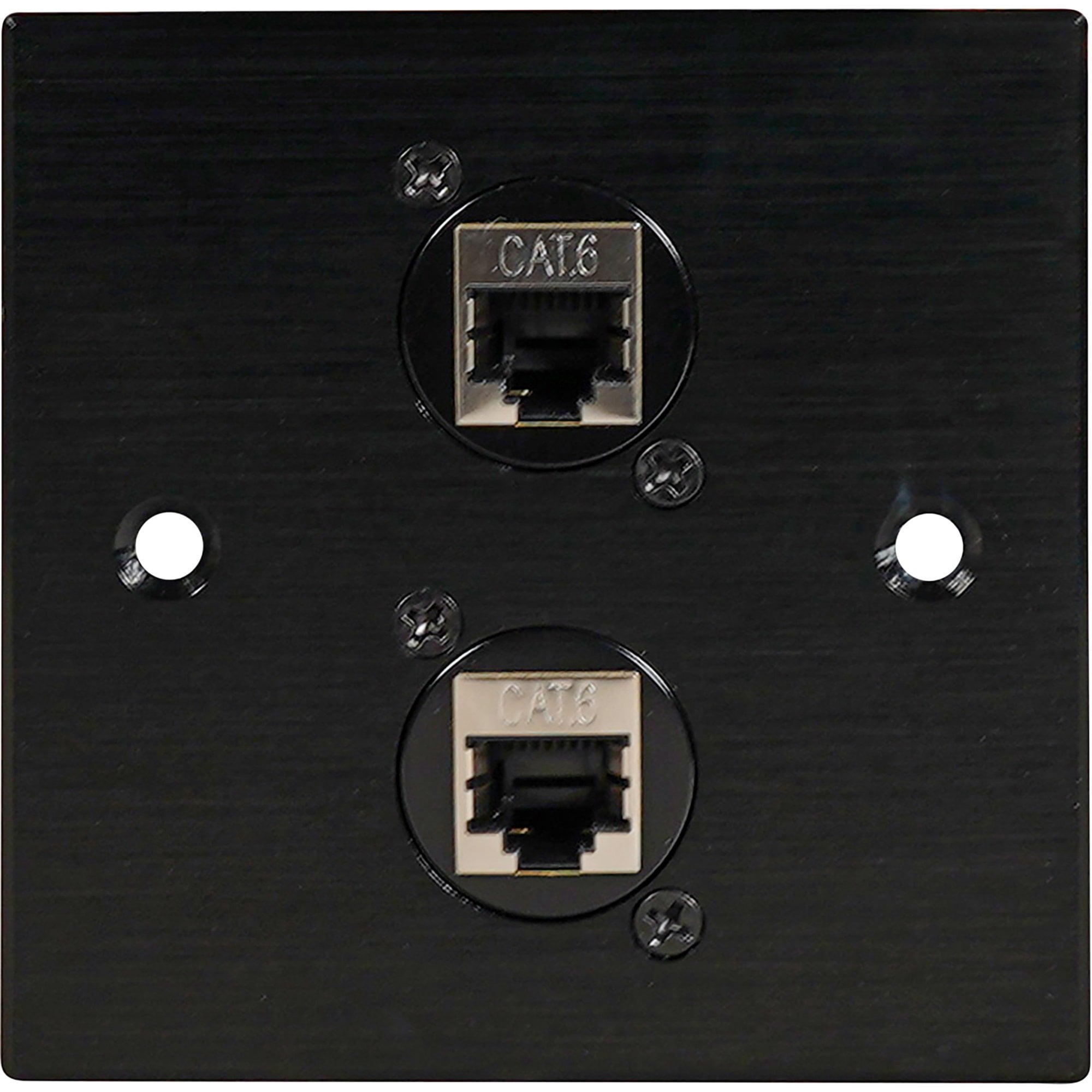 Black Metal Wall Plate 2 CAT 6 RJ45 Socket