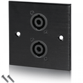 Black Metal Wall Plate 2 SpeakON Socket
