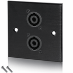 Black Metal Wall Plate 2 SpeakON Socket
