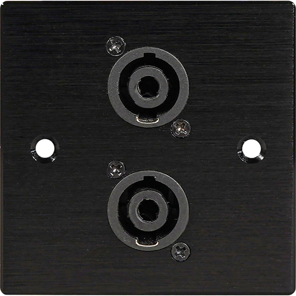 Black Metal Wall Plate 2 SpeakON Socket