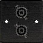 Black Metal Wall Plate 2 SpeakON Socket
