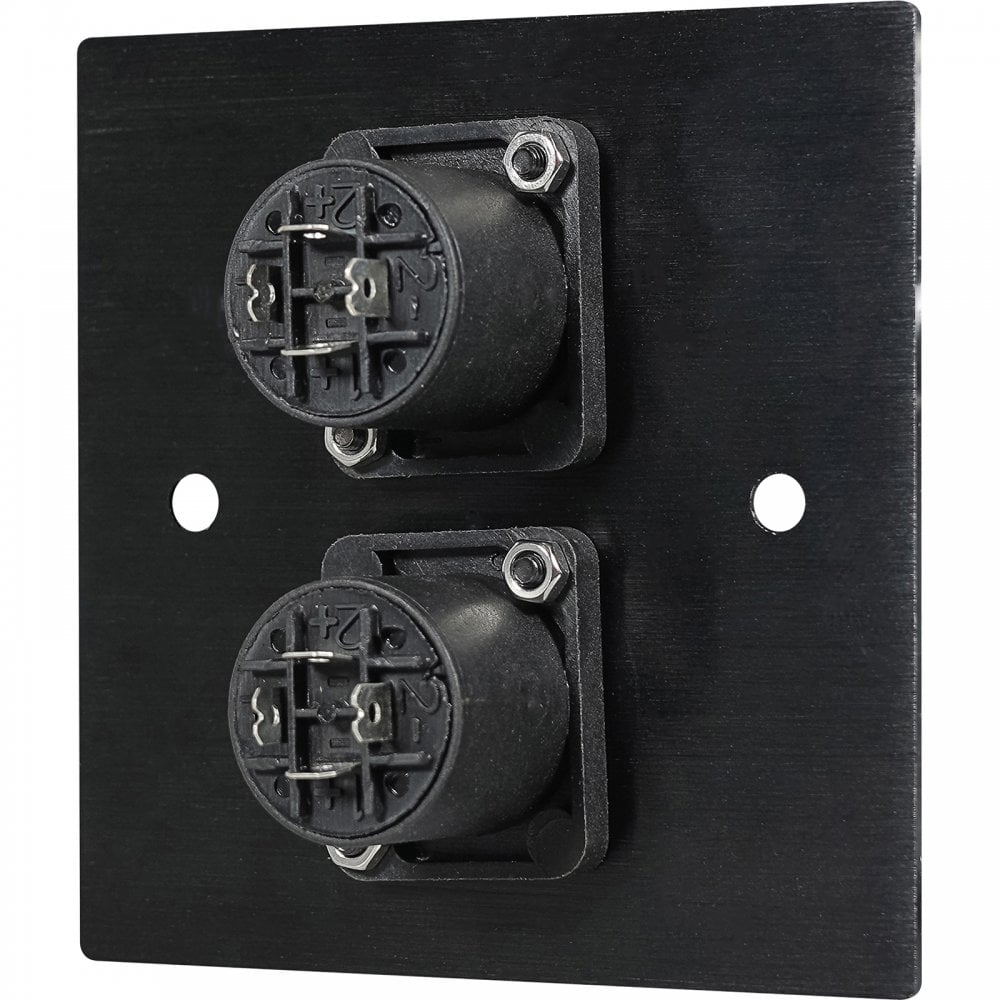 Black Metal Wall Plate 2 SpeakON Socket