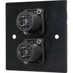 Black Metal Wall Plate 2 SpeakON Socket