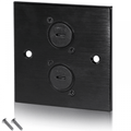 Black Metal Wall Plate 2 USB C Socket