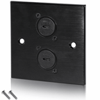 Black Metal Wall Plate 2 USB C Socket