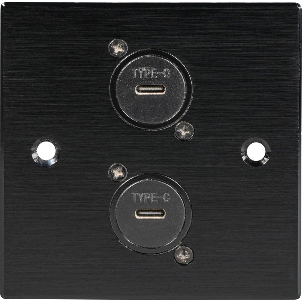 Black Metal Wall Plate 2 USB C Socket