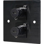 Black Metal Wall Plate 2 USB C Socket