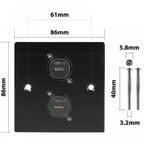 Black Metal Wall Plate 2 USB C Socket