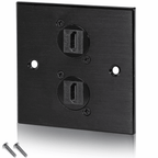 Black Metal Wall Plate 2 HDMI Socket
