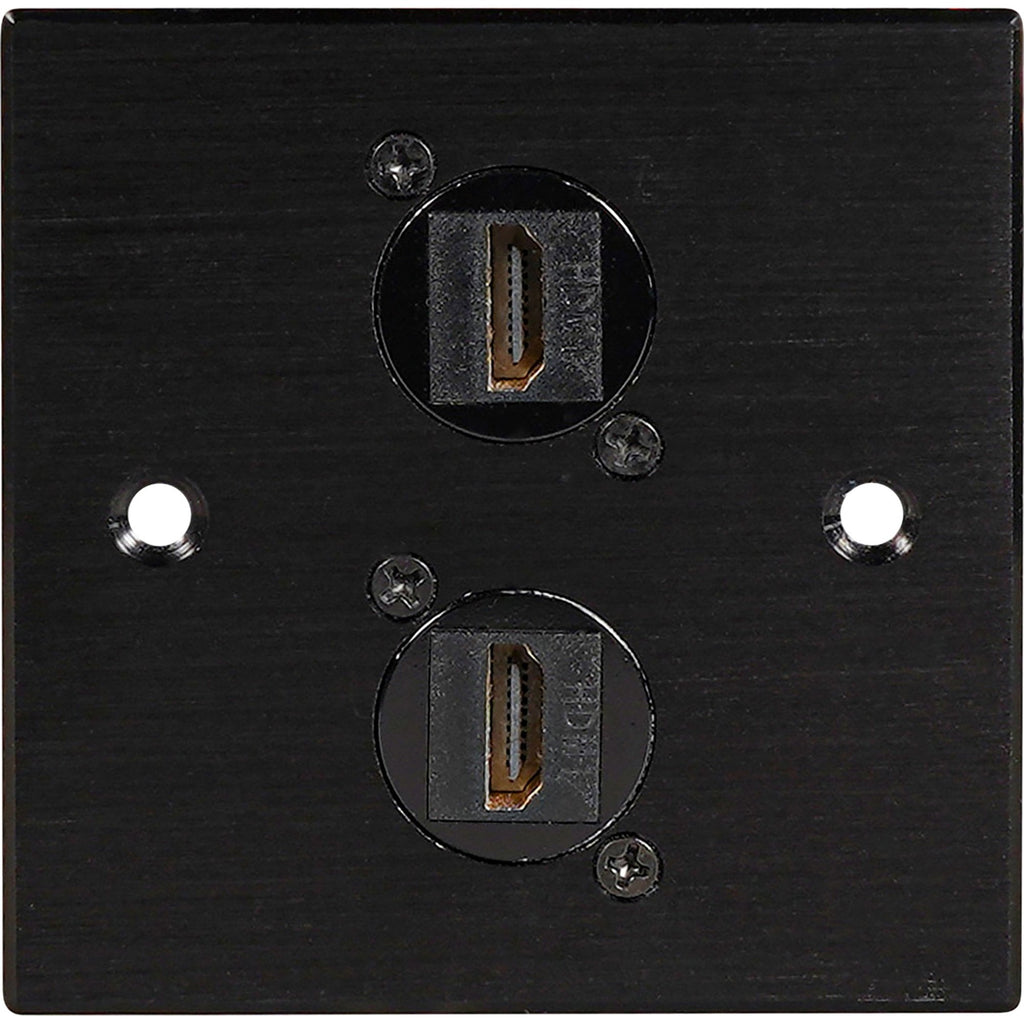 Black Metal Wall Plate 2 HDMI Socket