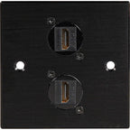 Black Metal Wall Plate 2 HDMI Socket