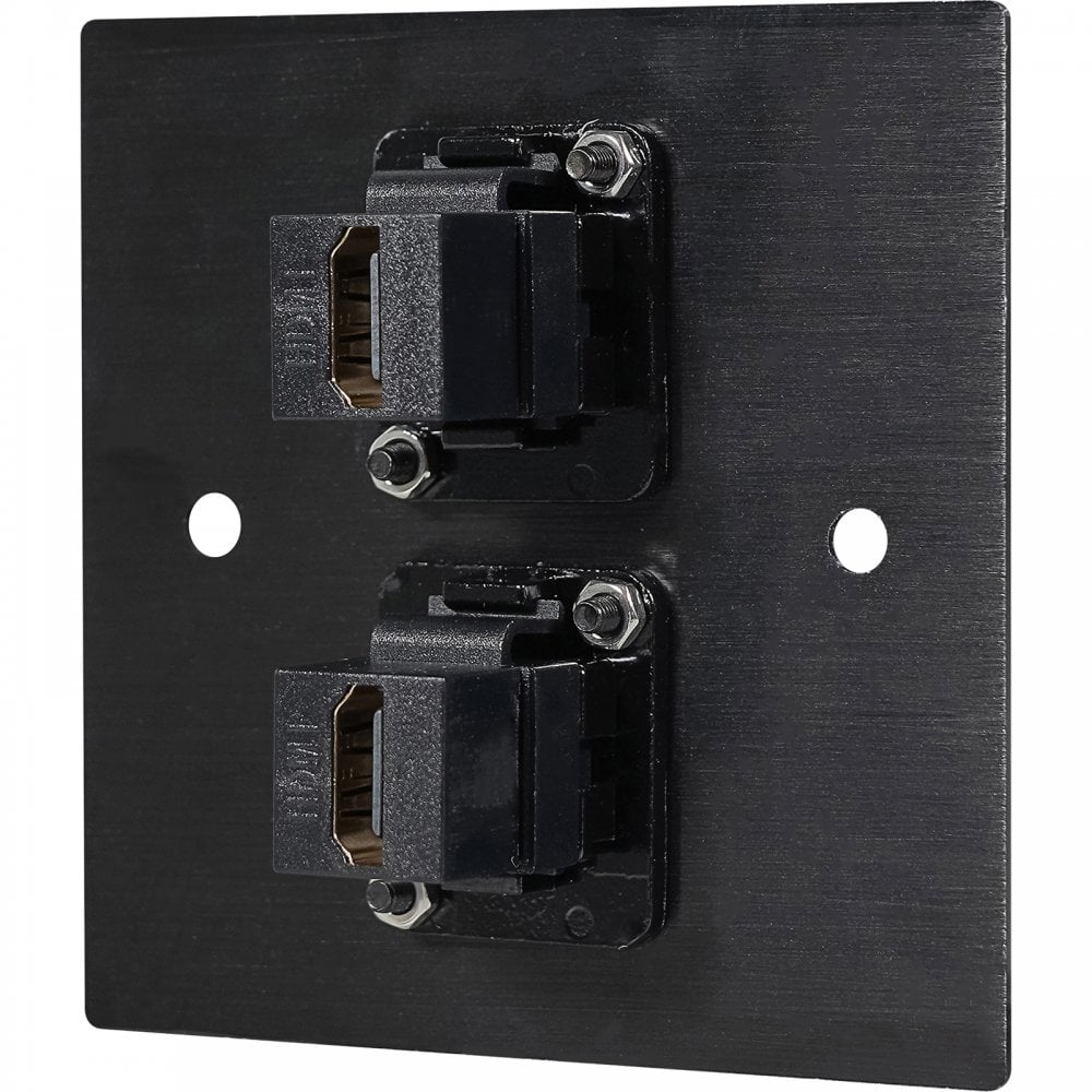 Black Metal Wall Plate 2 HDMI Socket