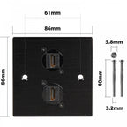 Black Metal Wall Plate 2 HDMI Socket