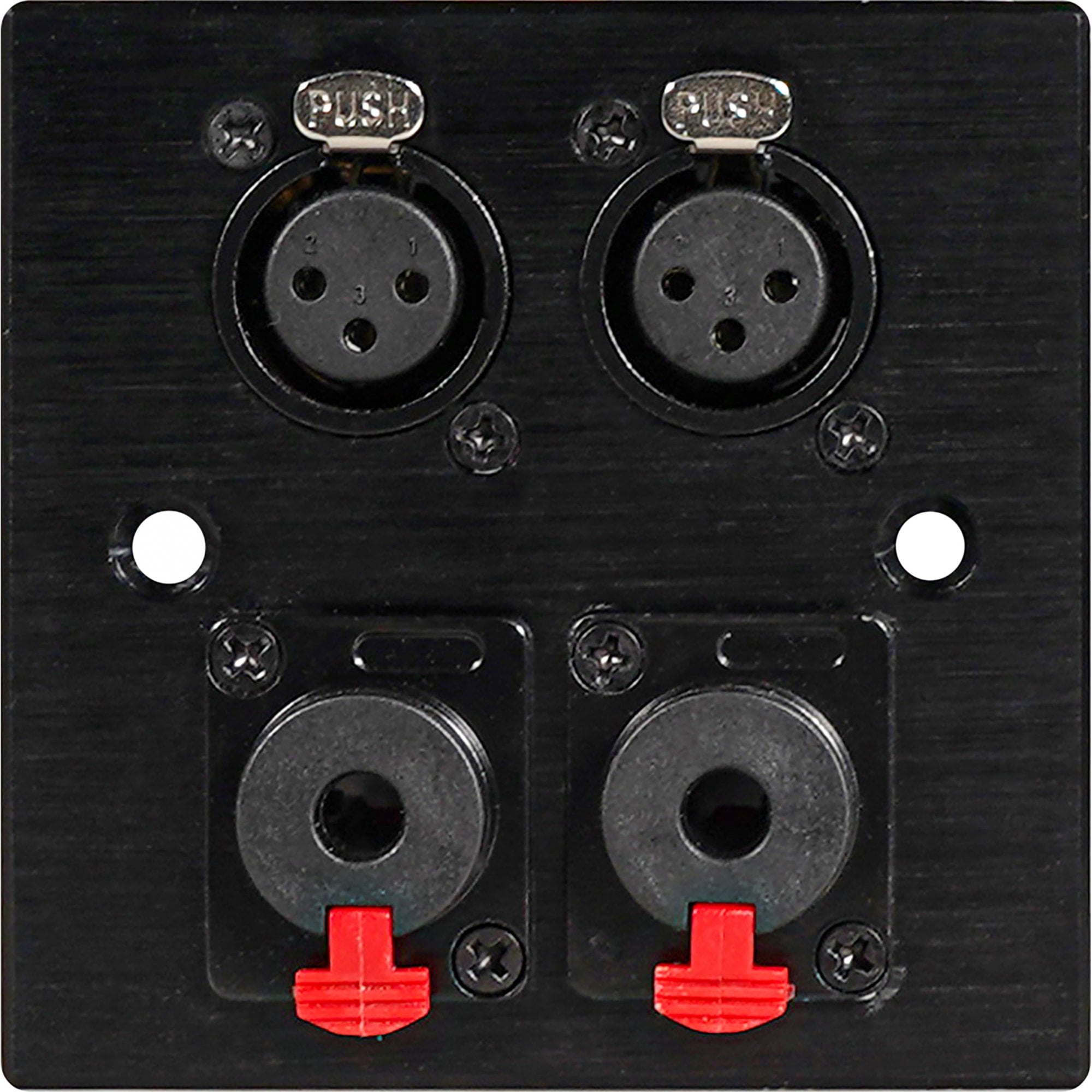 Black Metal Wall Plate Twin Jack and XLR Female Sockets